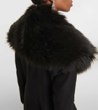 Costarellos Faux fur-trimmed wool-blend coat