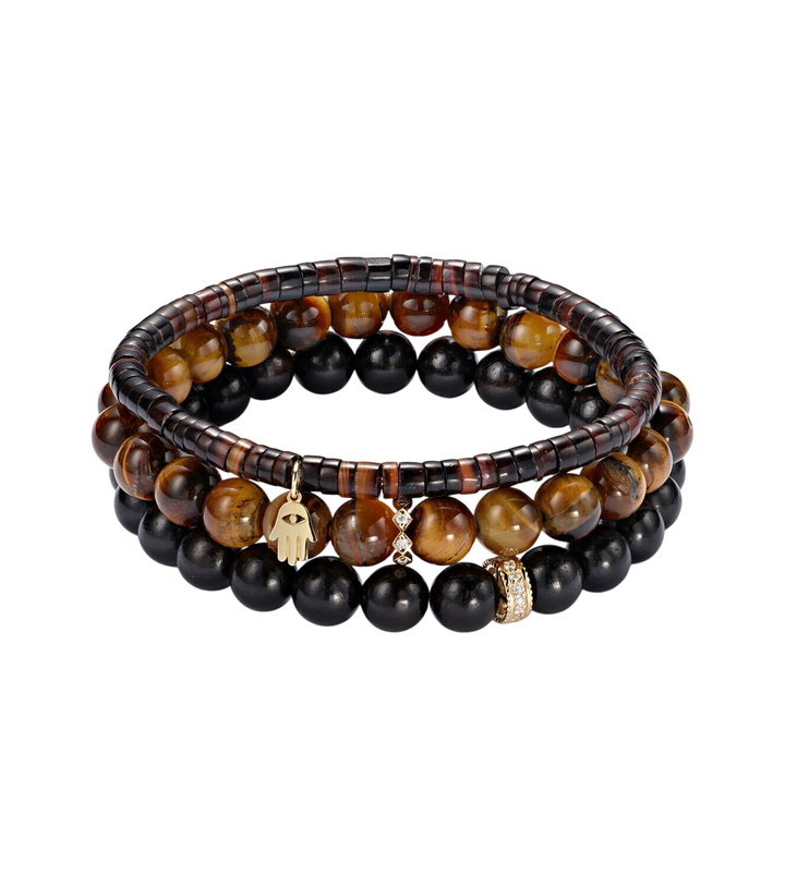 Photo: Sydney Evan Set of 3 14kt gold beaded bracelets with gemstones