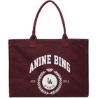 ANINE BING Burgundy Leo Canvas Collegiate Tote
