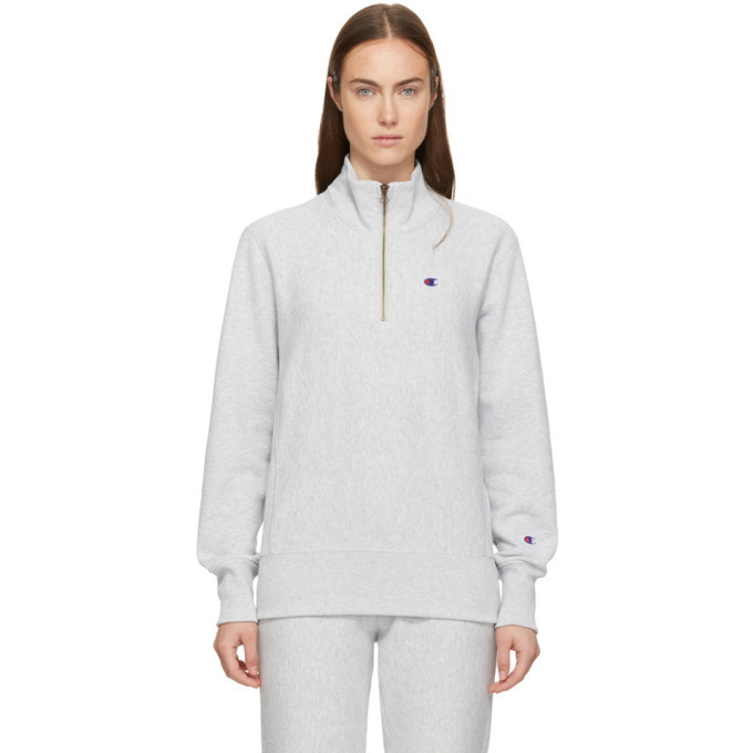 Weave Grey Half-Zip Sweatshirt Champion Reverse Weave