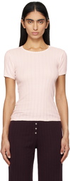 LESET Pink Pointelle Slim Fit T-shirt