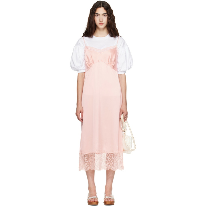 Photo: Simone Rocha Pink Lace Trim Slip Midi Dress