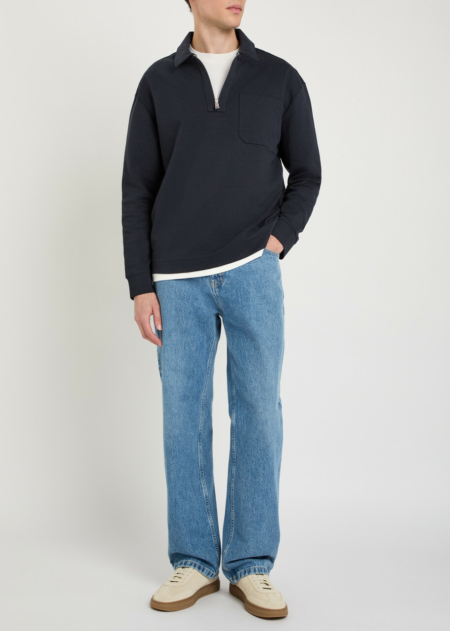 Boss Half-zip Cotton-blend Sweatshirt Navy