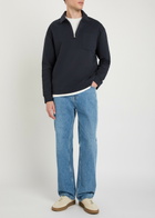 Boss Half-zip Cotton-blend Sweatshirt Navy