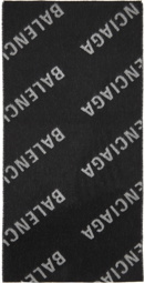 Balenciaga Grey & Black Allover Logo Macro Scarf
