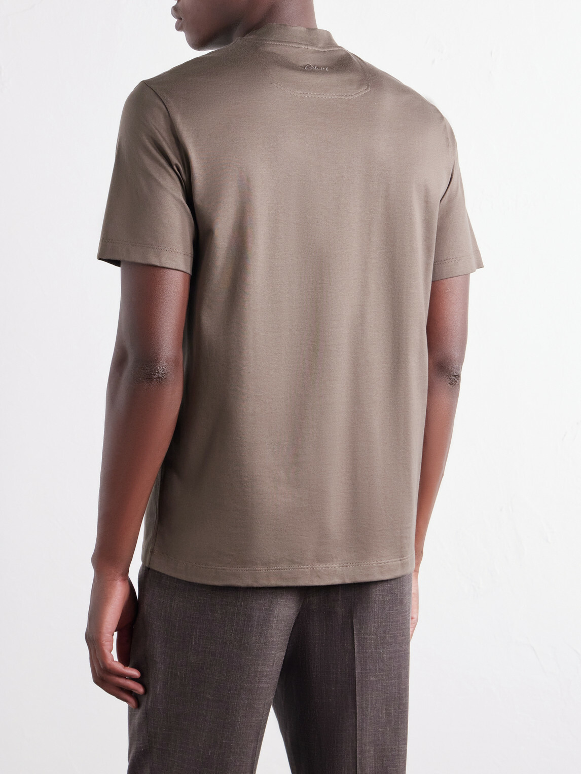 Brioni - Cotton-Jersey T-Shirt - Brown