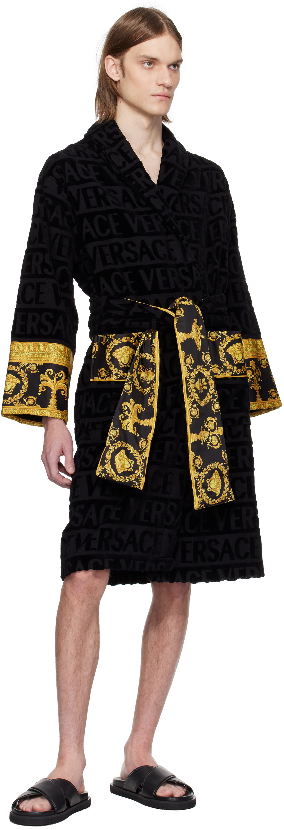 Versace Underwear Black 'I Heart Baroque' Bathrobe