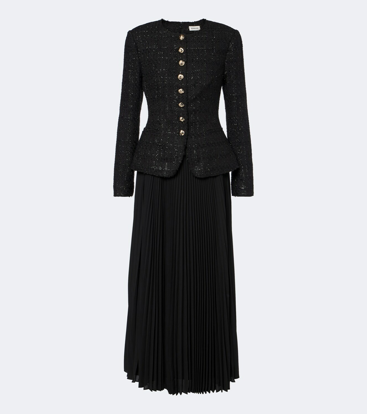 Simkhai Claudina pleated tweed lamé blazer dress