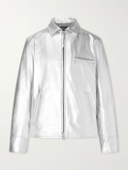 Golden Bear - The Waterfront Slim-Fit Metallic Leather Jacket - Silver