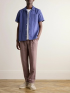 Mr P. - Steve Tapered Pleated Organic Cotton and Linen-Blend Trousers - Pink
