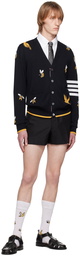 Thom Browne Navy Birds & Bees Cardigan