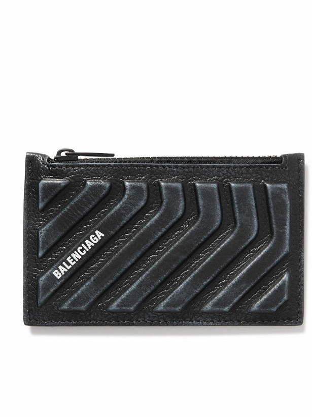 Photo: Balenciaga - Logo-Print Embossed Full-Grain Leather Cardholder - Black