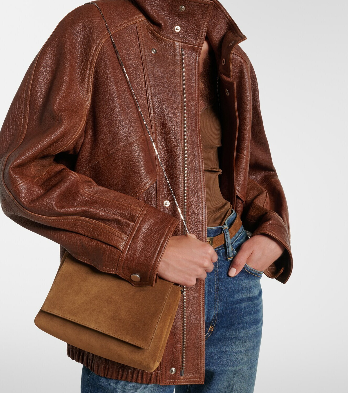 Nour Hammour Zeina suede shoulder bag