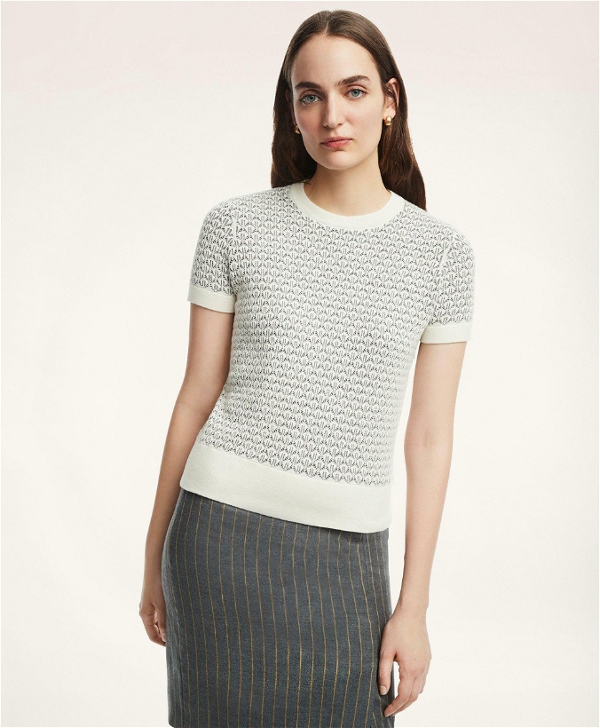 Photo: Brooks Brothers Women's Cotton Cashmere Blend Pointelle Shell | Ivory