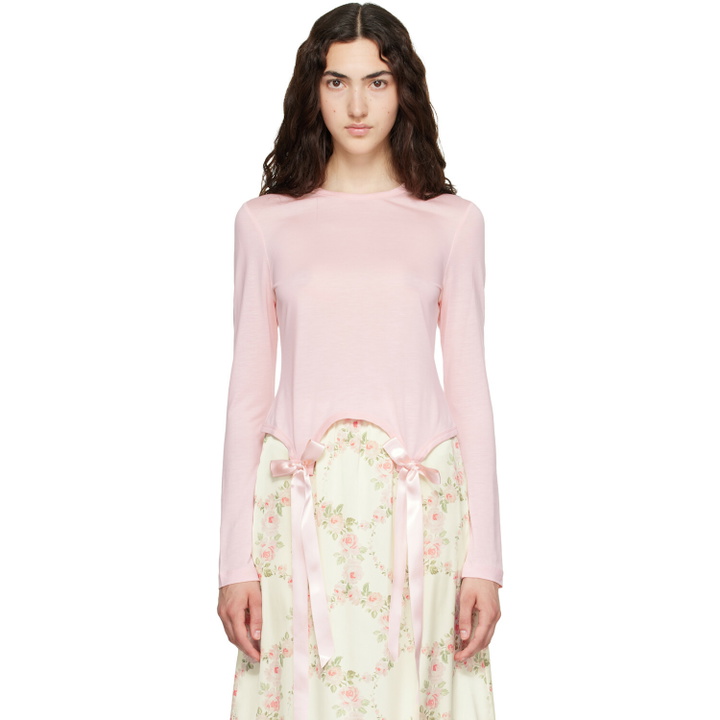 Photo: Simone Rocha Pink Bow Tail Easy Long Sleeve T-shirt