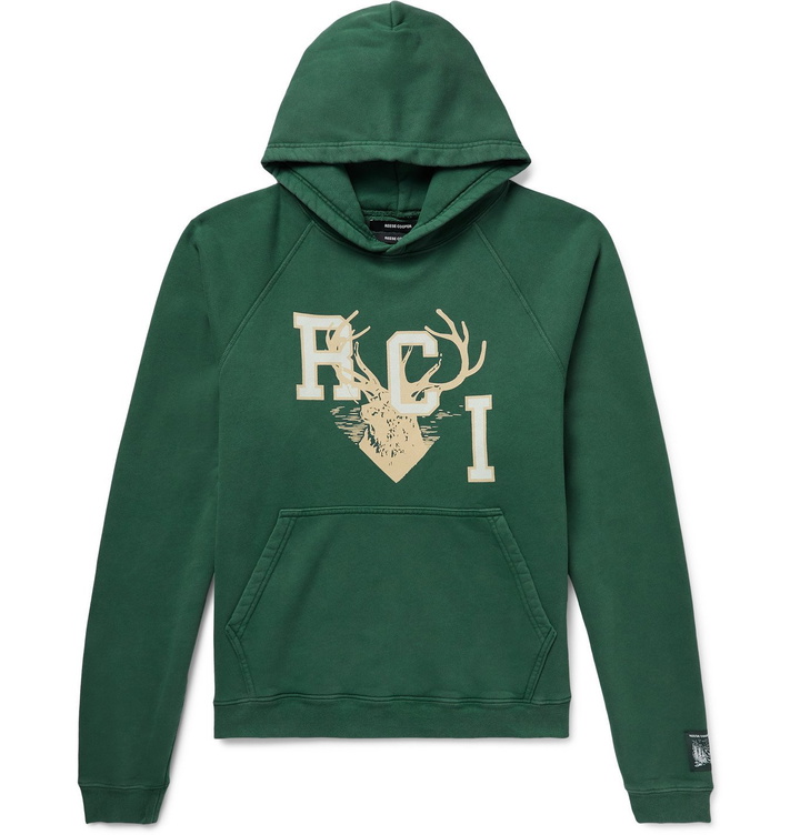 Photo: Reese Cooper® - Logo-Appliquéd Printed Loopback Cotton-Jersey Hoodie - Green