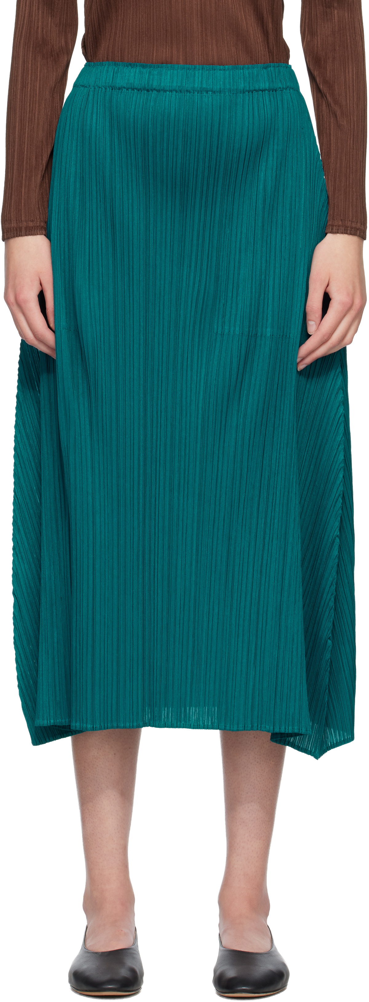 PLEATS PLEASE ISSEY MIYAKE Blue Monthly Colors October Maxi Skirt