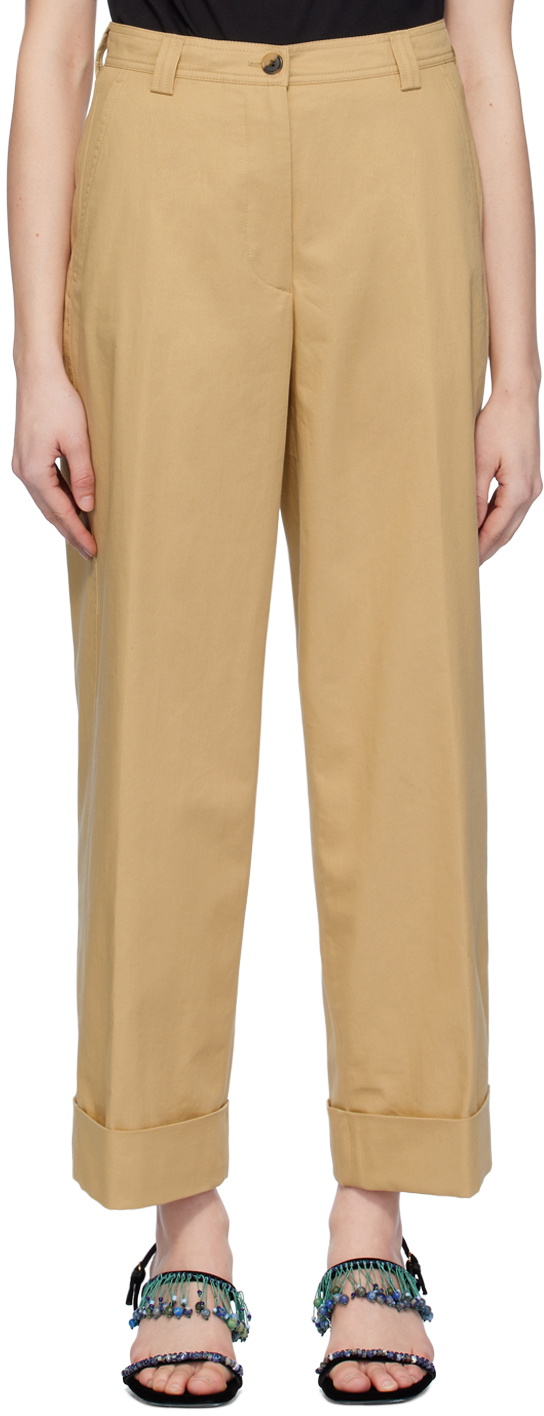 Dries Van Noten Women Beige Trousers With Belts In Cotton Woman