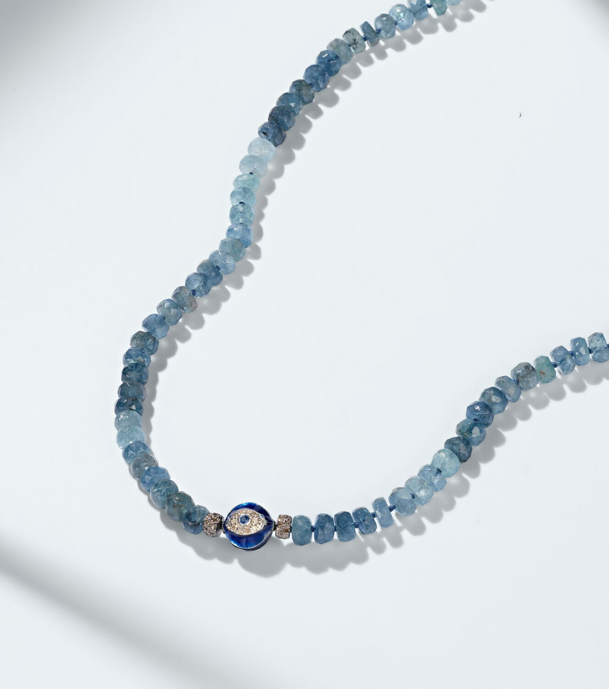 Ileana Makri Sterling silver (925) beaded necklace with gemstones