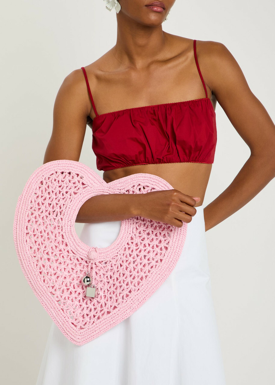 Jacquemus Le Spiaggia Coeur Heart Raffia Tote bag - Pink - One Size