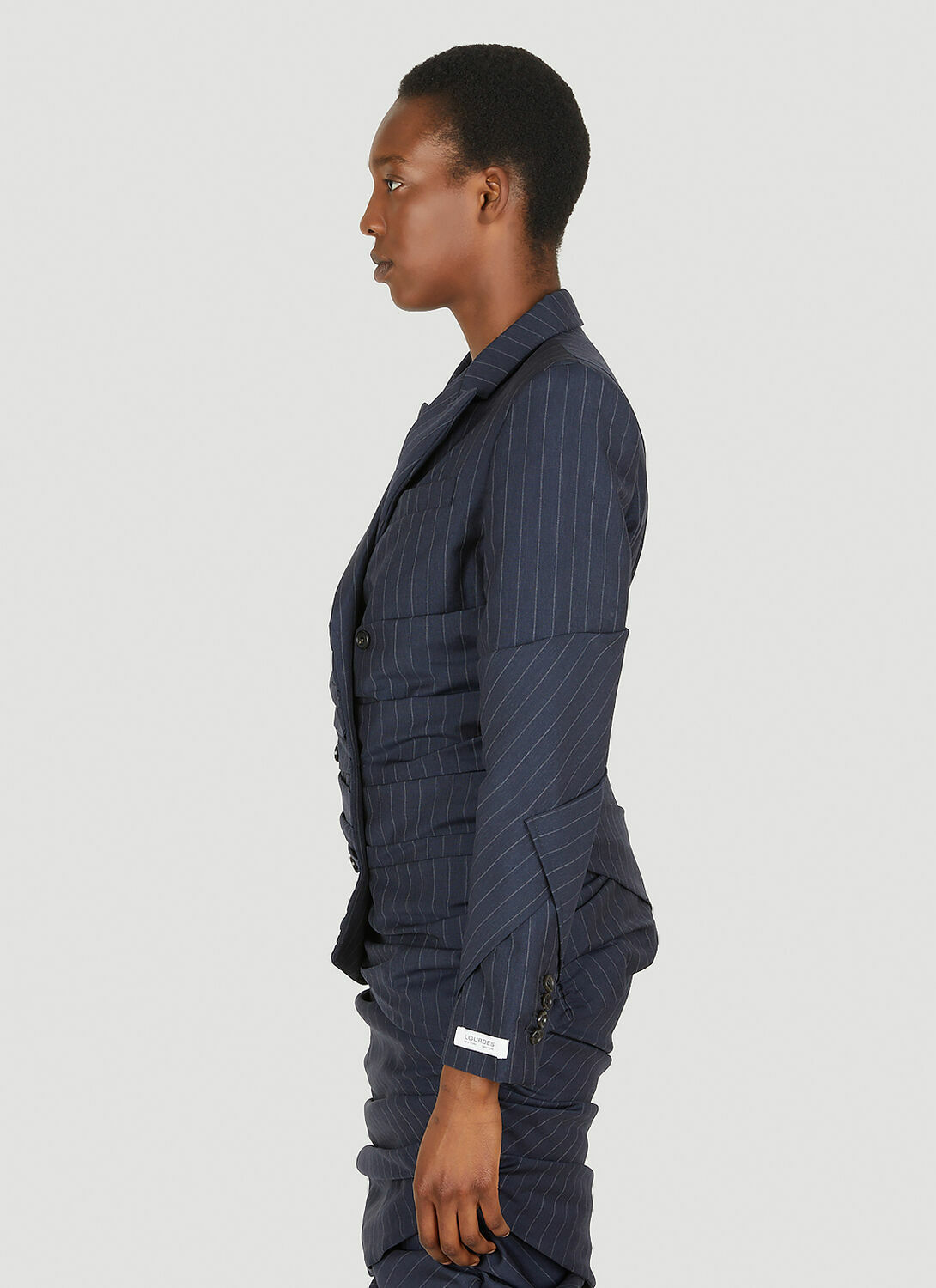 Lourdes Pinstripe Ruched Blazer