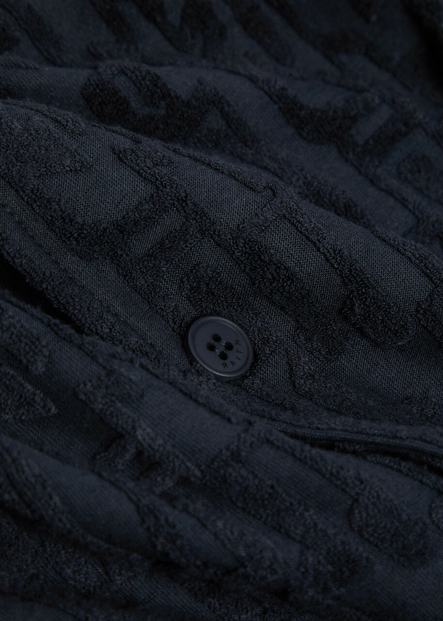 Raith Fausto Flocked-pattern Terry Shirt Navy