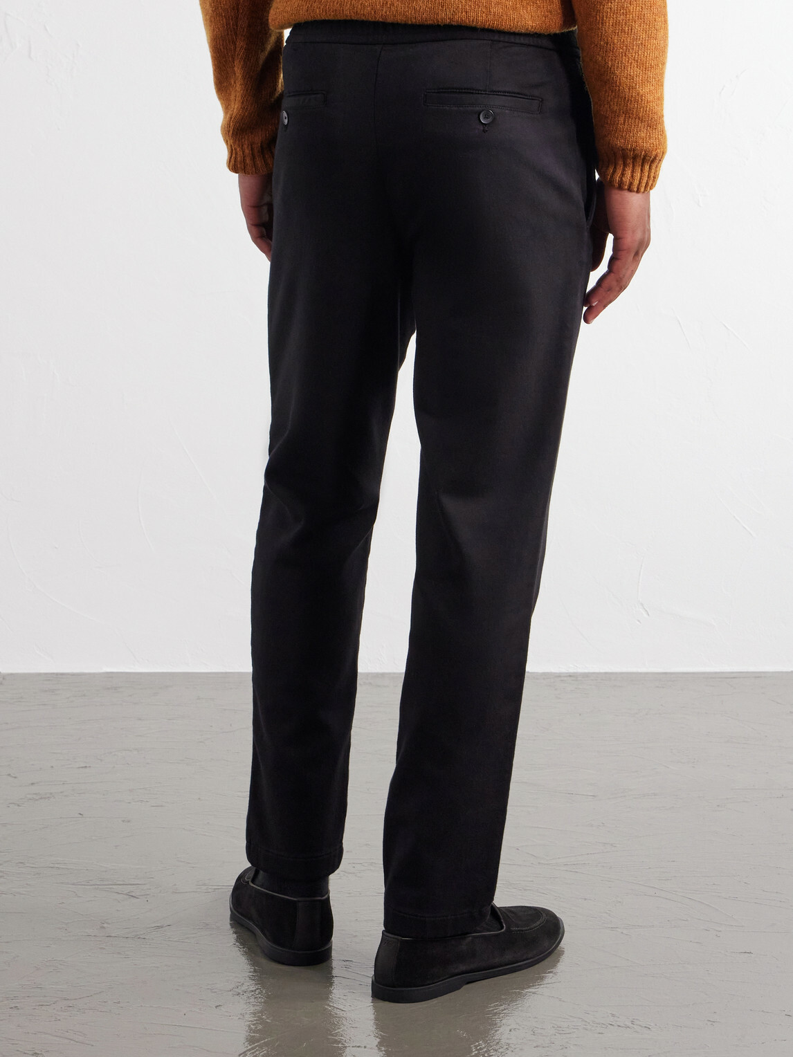 Mr P. - Tapered Cotton-Blend Jersey Drawstring Sweatpants - Black