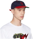 BAPE Navy & Red Embroidered Cap