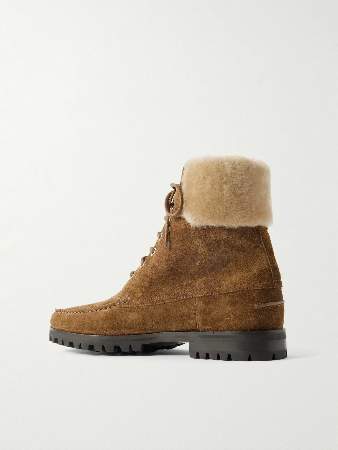 Manolo Blahnik - Sycamore Shearling-Trimmed Suede Boots - Brown
