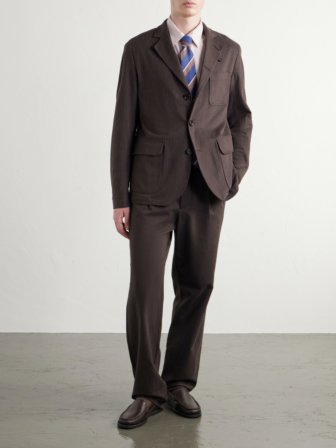 Oliver Spencer - Solms Cotton-Blend Herringbone Suit Jacket - Brown