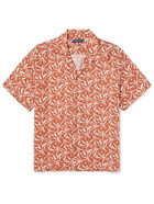 Frescobol Carioca - Roberto Camp-Collar Floral-Print Linen Shirt - Orange