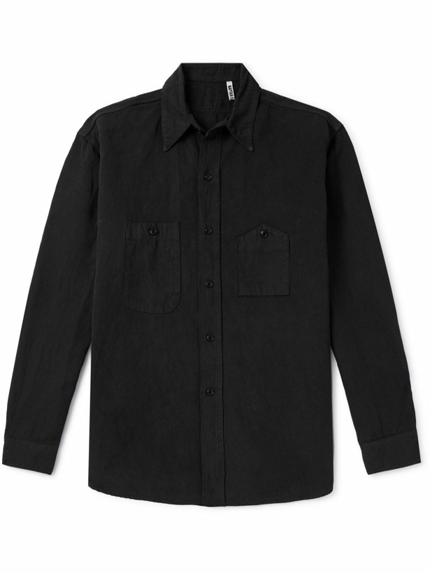 Photo: Kaptain Sunshine - Work Button-Down Collar Cotton and Linen-Blend Gabardine Shirt - Black