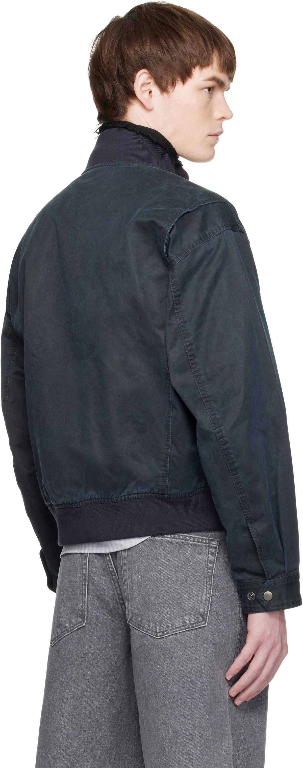 COOR Navy Washed Deck Hook Lip Bomber Jacket