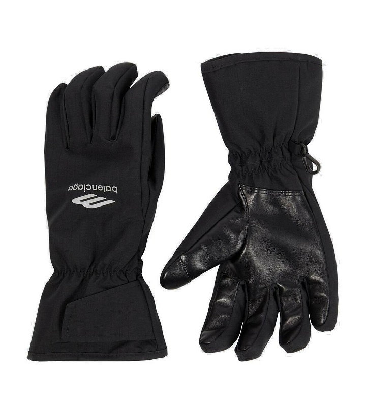 Photo: Balenciaga 3B Sports Icon leather-trimmed ski gloves