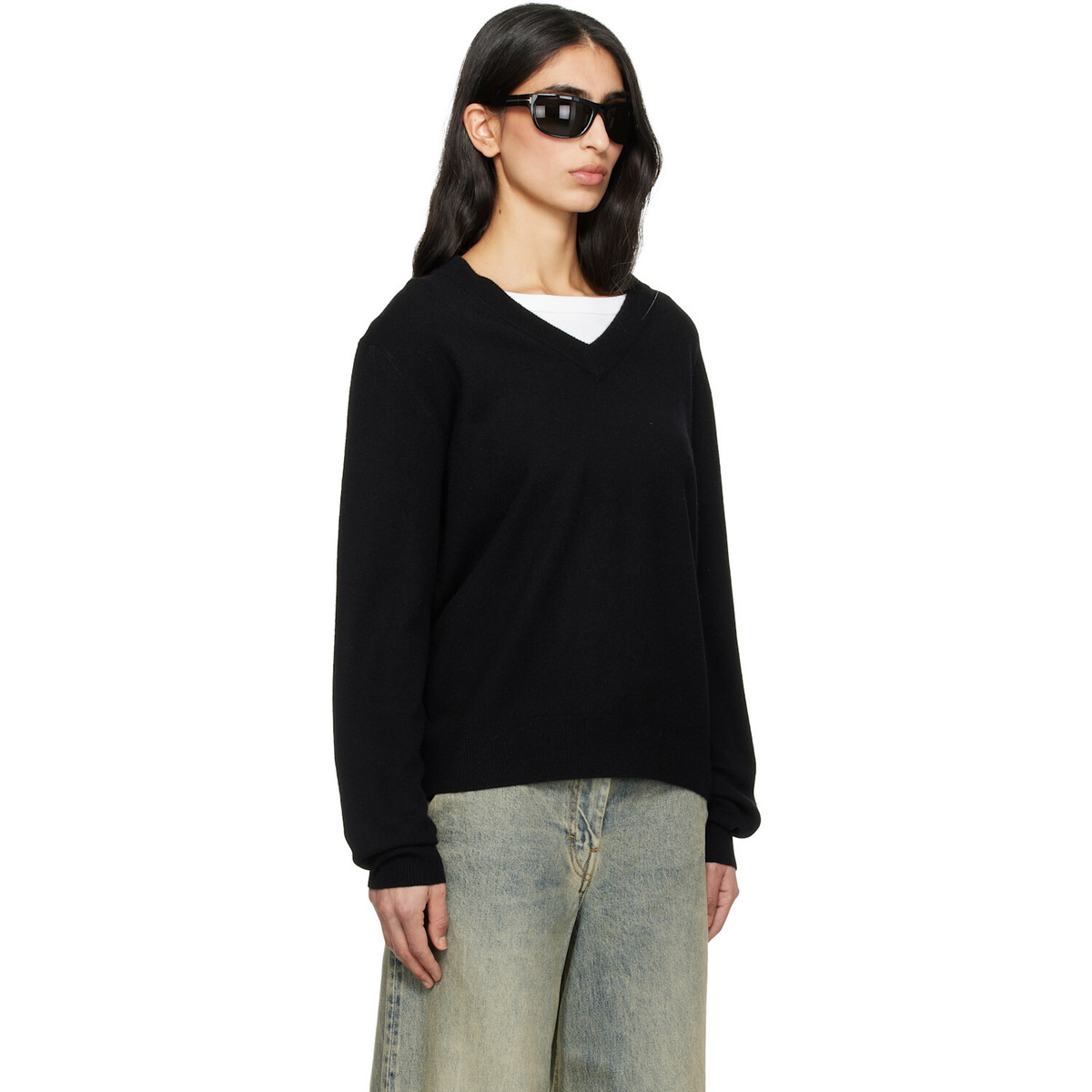 Entire Studios Black Knit V Neck Sweater