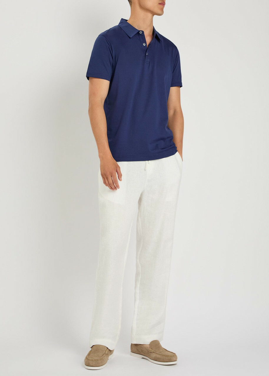 Sunspel Cotton-jersey Polo Shirt Dark Blue