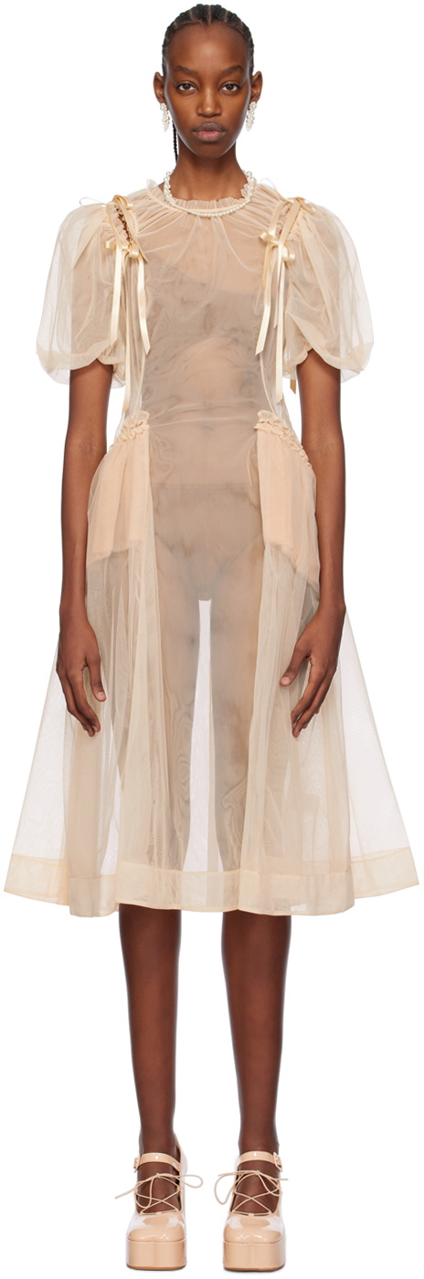 Simone Rocha Beige Bite Midi Dress Simone Rocha