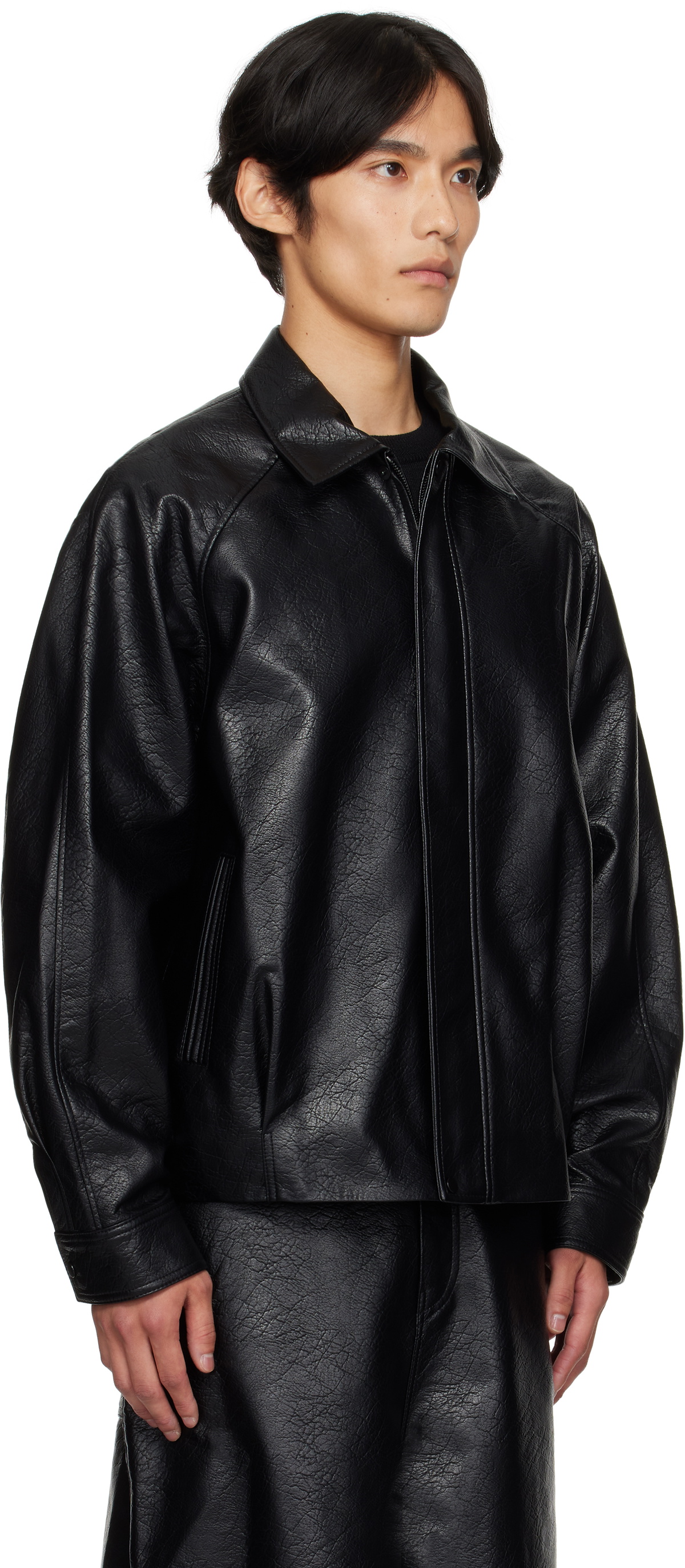 LE17SEPTEMBRE Black Grained Faux-Leather Jacket