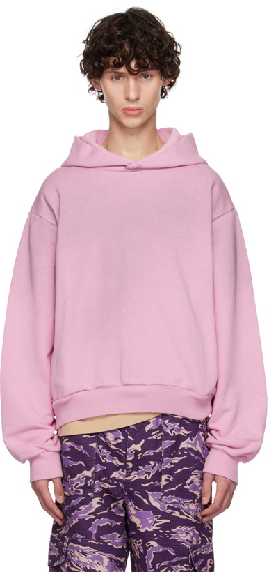 Photo: Acne Studios Pink Printed Logo Hoodie