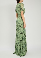 Alice + Olivia Tiana Devoré Chiffon Maxi Wrap Dress Green