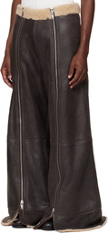 LU'U DAN SSENSE Exclusive Brown Shearling Flight Pants