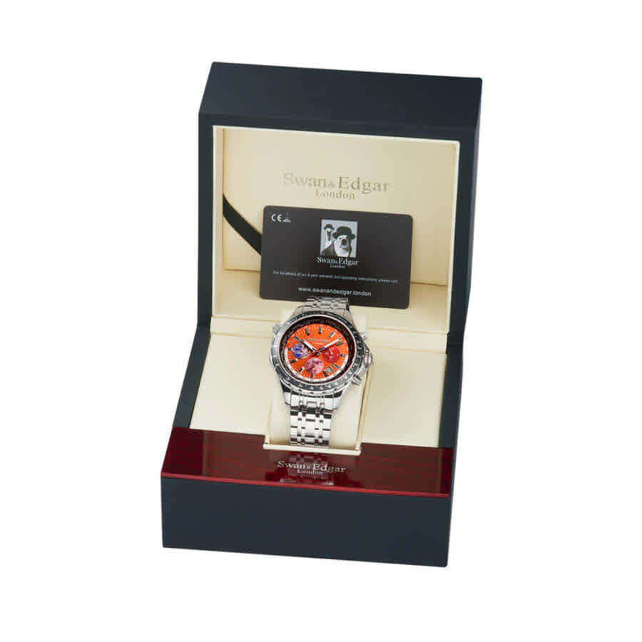 Swan & Edgar Hybrid-Steel Chronograph Quartz Orange Dial Mens Watch SE01000W2