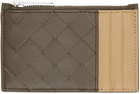 Bottega Veneta Brown & Tan Intrecciato Zippered Card Holder