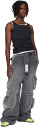LU'U DAN Gray Wadded Denim Cargo Pants