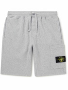 Stone Island - Straight-Leg Logo-Appliquéd Cotton-Jersey Drawstring Shorts - Gray