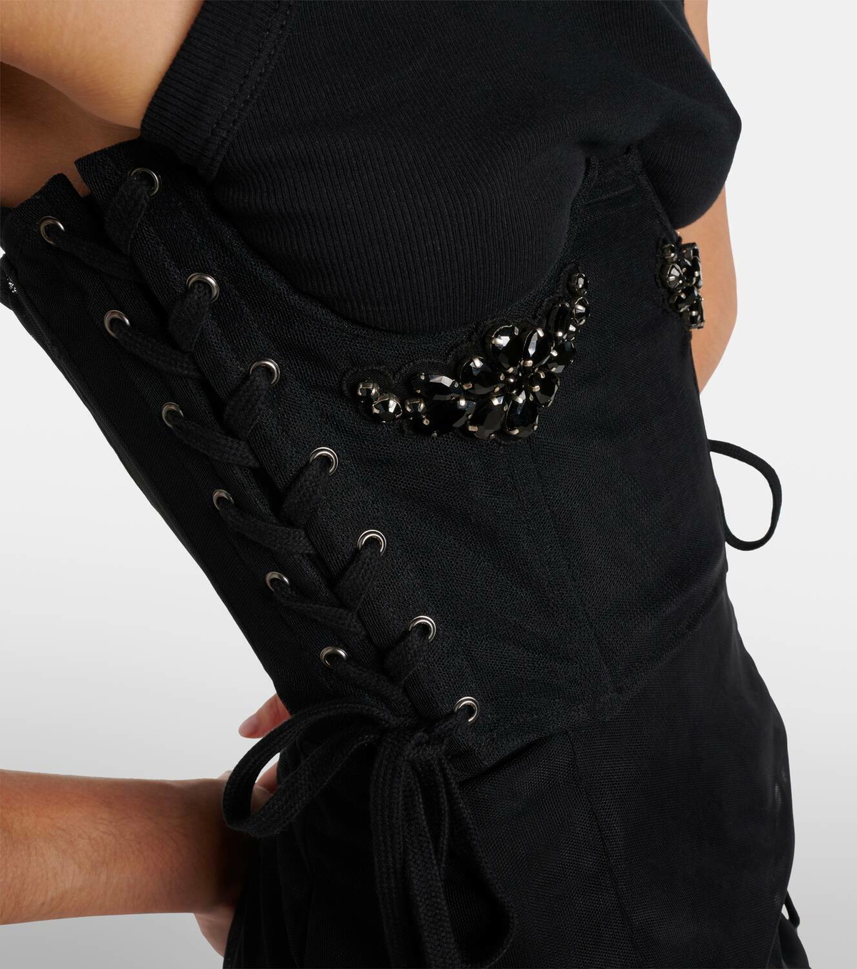 Simone Rocha Crystal-embellished mesh corset Simone Rocha