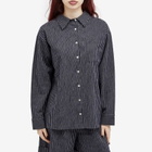 DONNI. Women's Linen Stripe Shirt in Navy Stripe