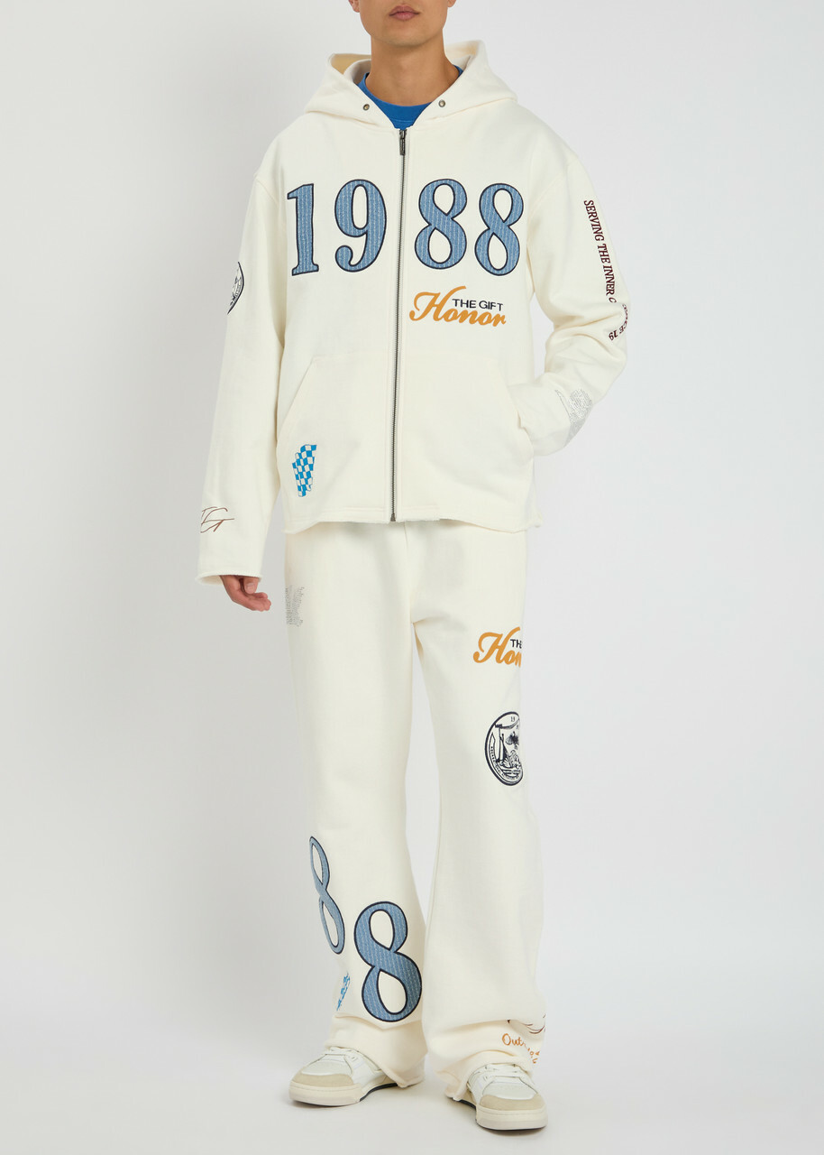 Honor The Gift 1988 Embroidered Hooded Cotton Sweatshirt White