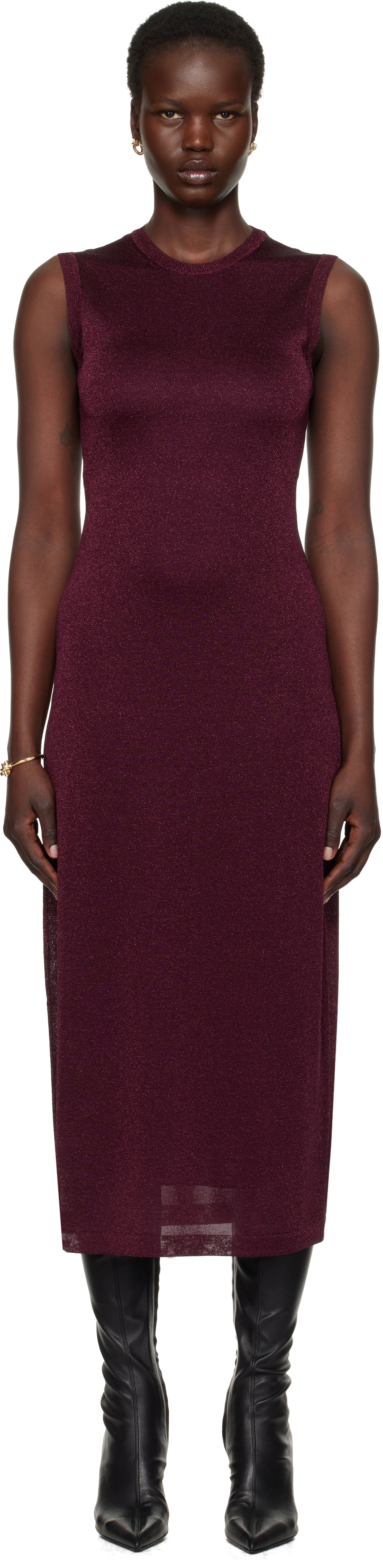 ワンピース FERRAGAMO FW24 Burgundy satin dress (13G199777578 OXBLOOD) Asymmetric silk georgette minidress in burgundy - Ferragamo