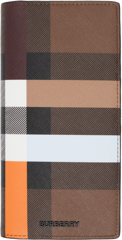 Photo: Burberry Brown Color Block Check Continental Wallet